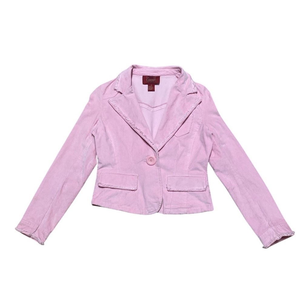 Y2K Blazer Women’s M Pink Corduroy Long Sleeve Business Casual Top Paris Blues